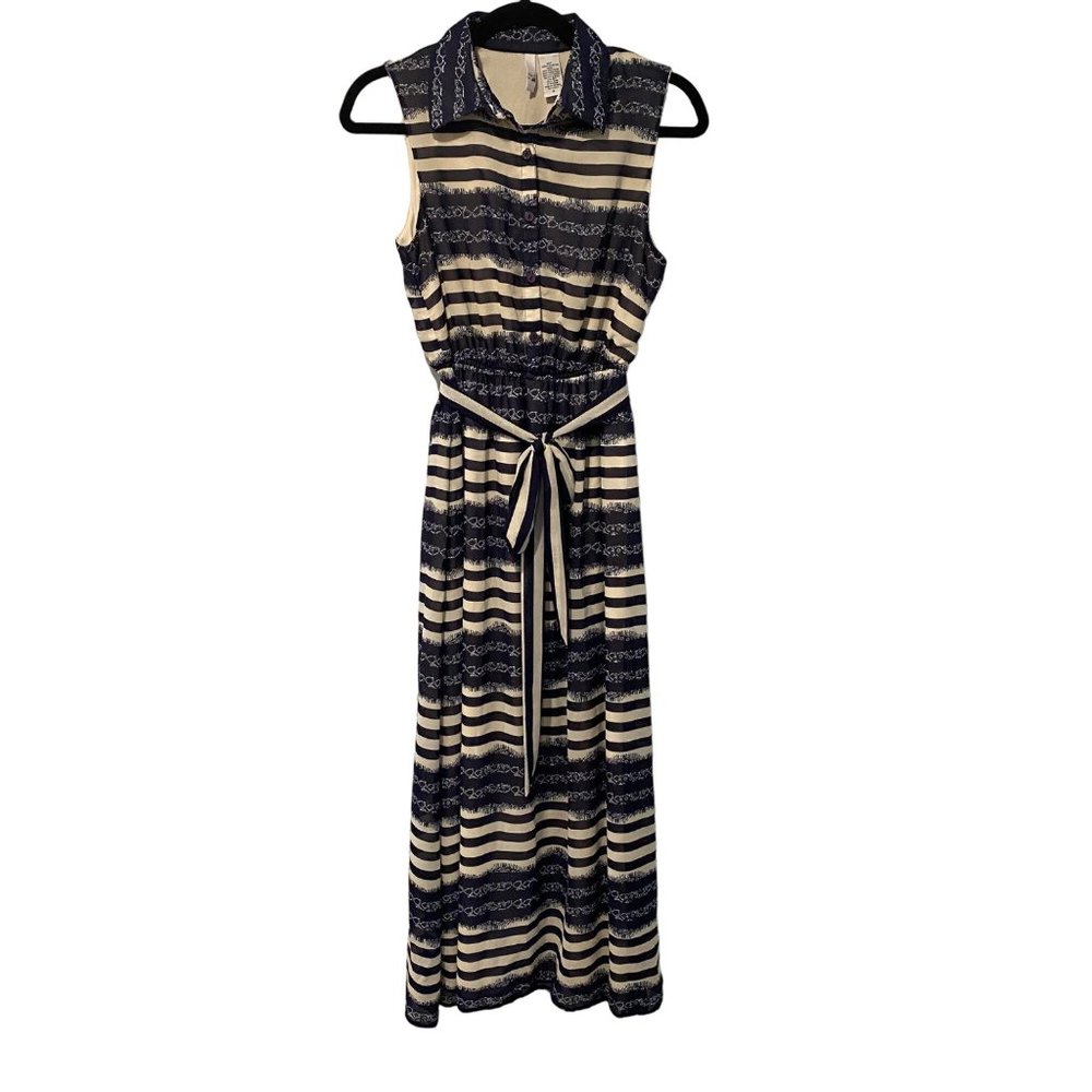 Sami Jo size Small blue and white striped sleeveless maxi dress sun dress